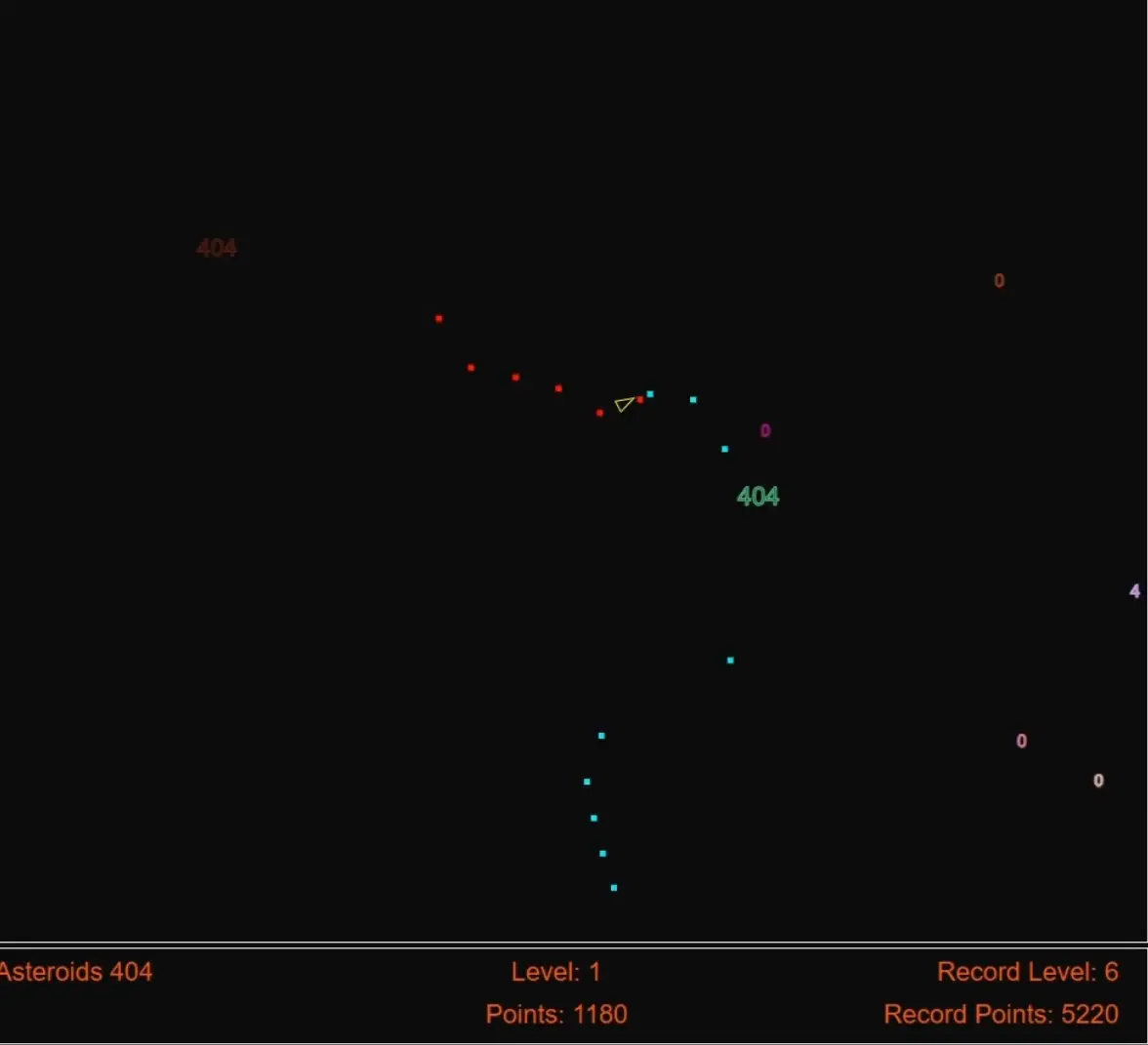 Screenshot of Asteroids404